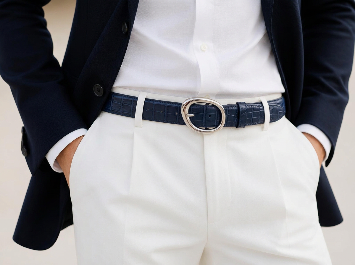 Stampa coccodrillo · Blu — Favignana · Argento